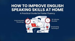Learn how to improve English speaking skills at home with daily practice, pronunciation tips, shadowing techniques, and proven fluency strategies.