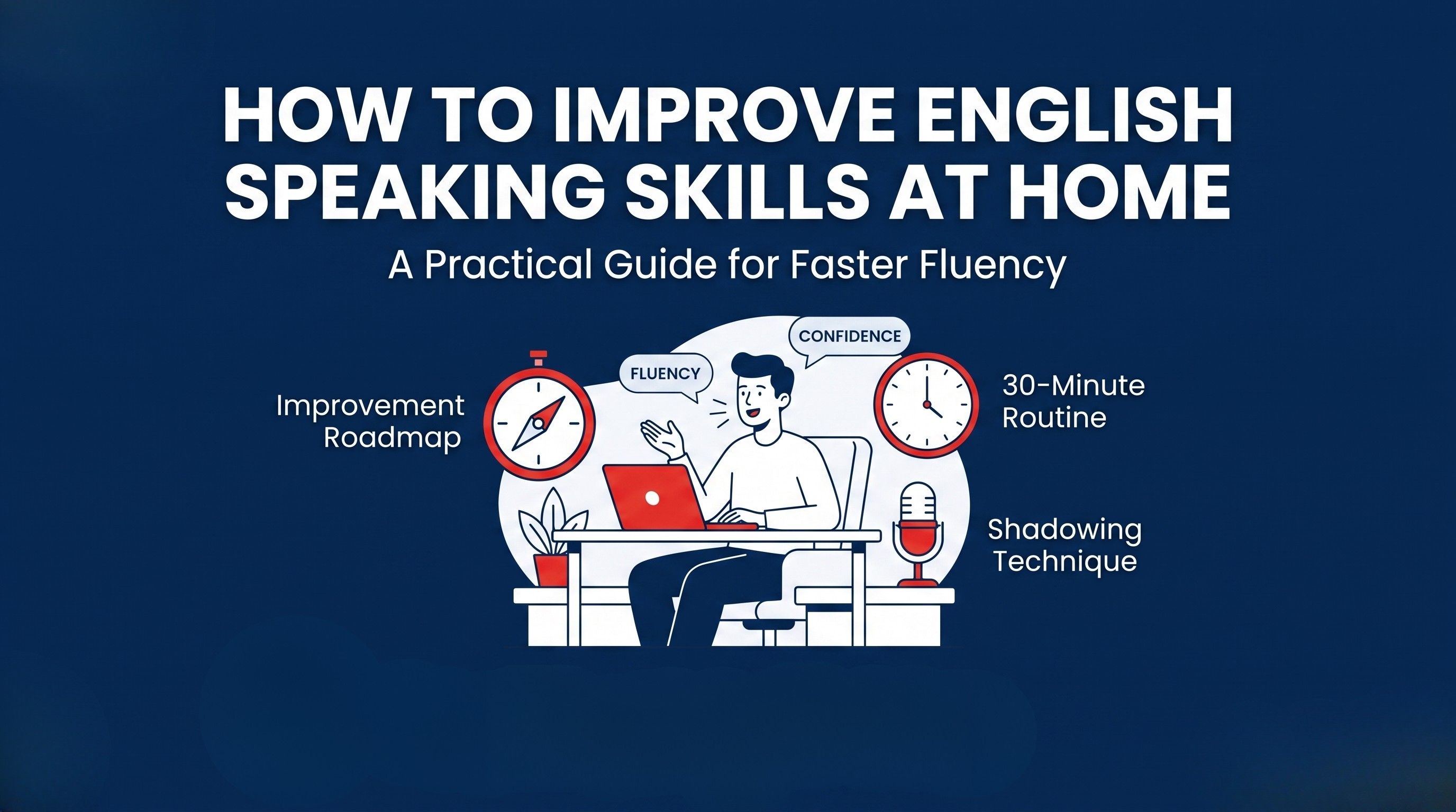 Learn how to improve English speaking skills at home with daily practice, pronunciation tips, shadowing techniques, and proven fluency strategies.