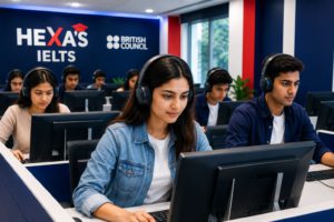 Student preparing for IELTS Changes in a computer-based test center