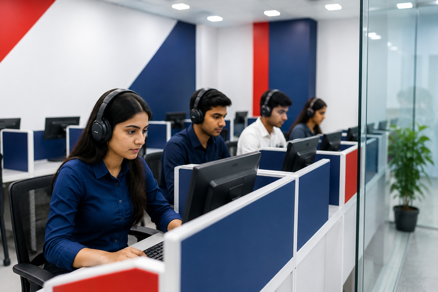 Students taking Computer-Based IELTS Bangladesh in a modern digital exam lab