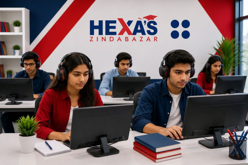 Student following IELTS Listening Practice Tips at Hexa's Zindabazar