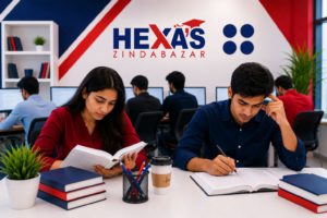 Student practising IELTS Reading Strategies for Band 8 at Hexa's Zindabazar