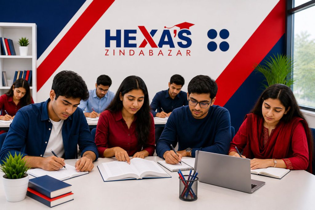 Students learning IELTS Vocabulary Words for Band 8 at Hexa's Zindabazar